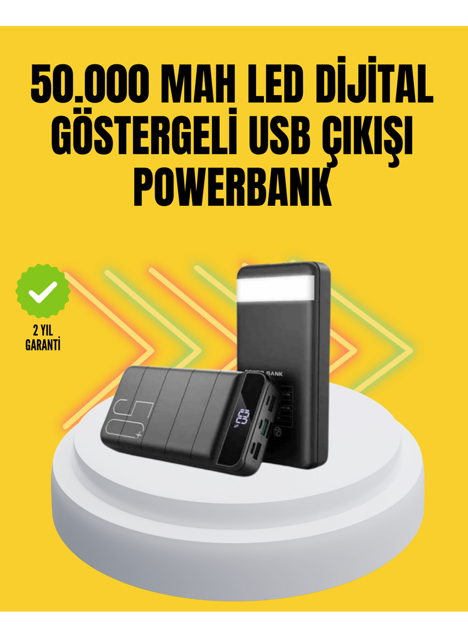 Profesyonel 50.000 mAh Powerbank – Aynı Anda Birden Fazla Cihaz Şarj Eden, Dayanıklı ve Güvenli Taşınabilir Şarj Cihazı
