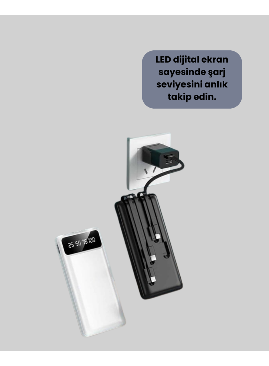 Hızlı Şarj Destekli 20.000mAh Powerbank USB Type-C Lightning LCD