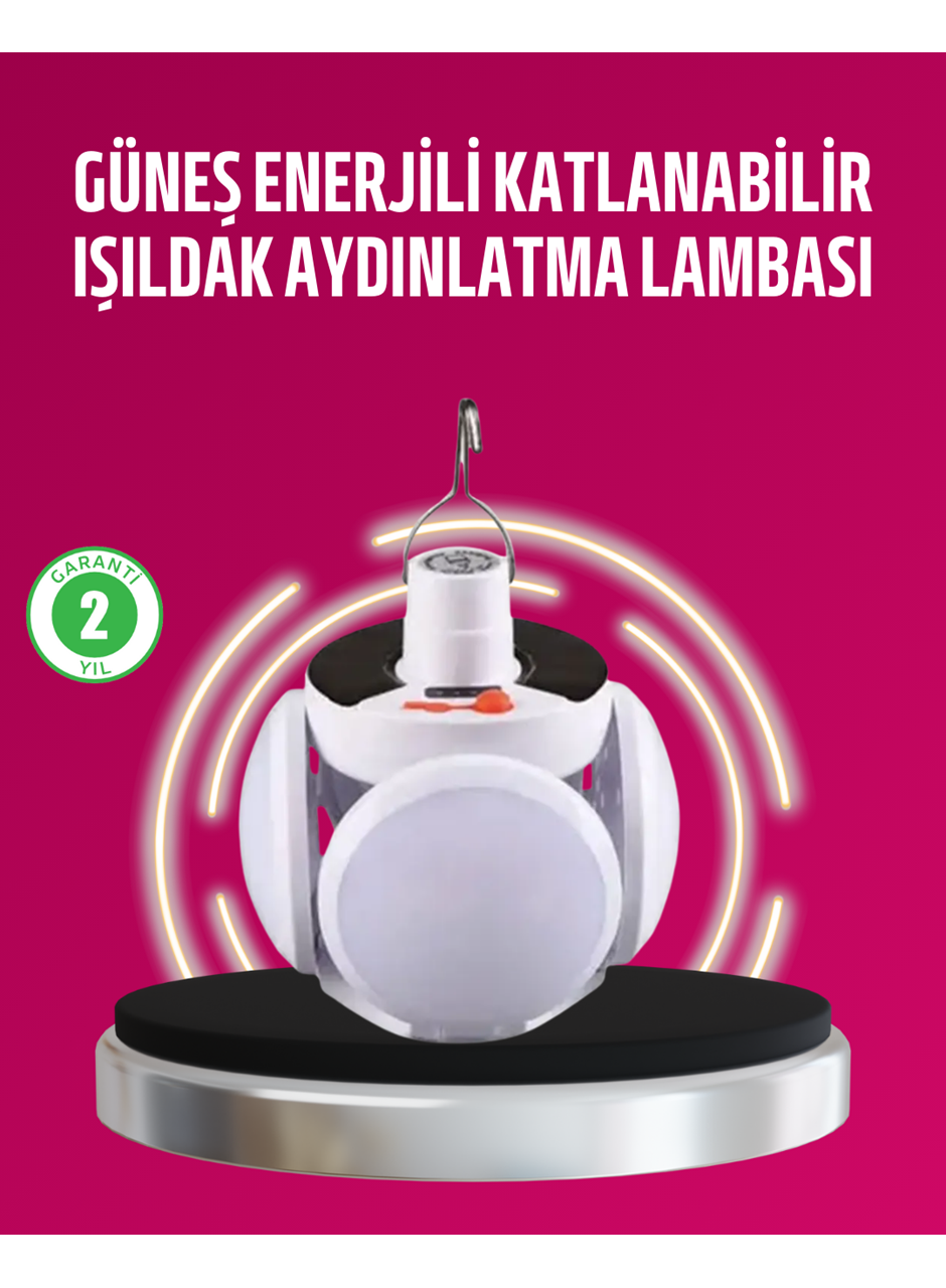 Solar ve USB Şarjlı Su Geçirmez Katlanabilir LED Lamba