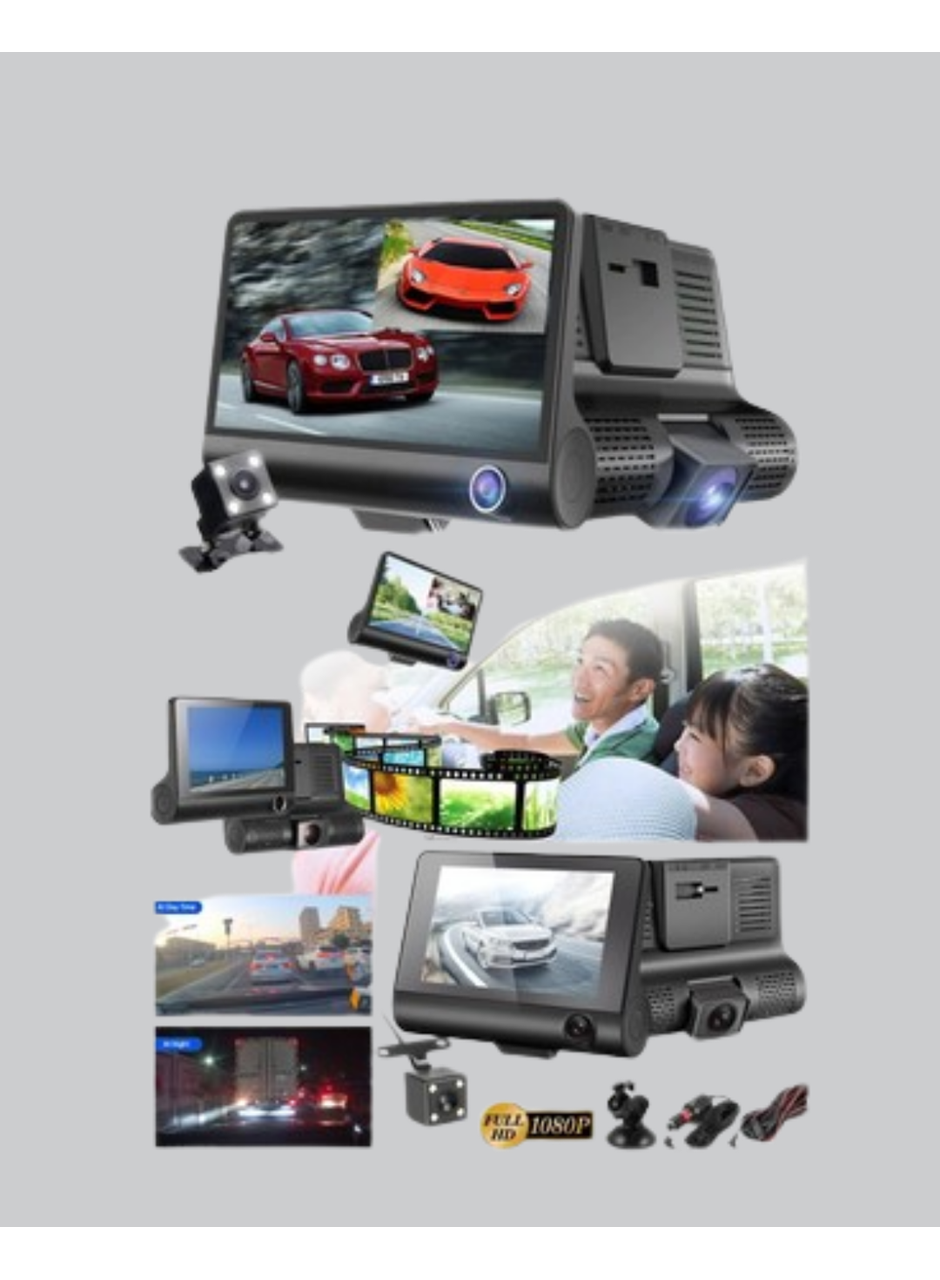 Full HD 1080P 3 Kameralı Araç DVR – Gece Görüşlü ve G-Sensörlü Güvenlik Çözümü