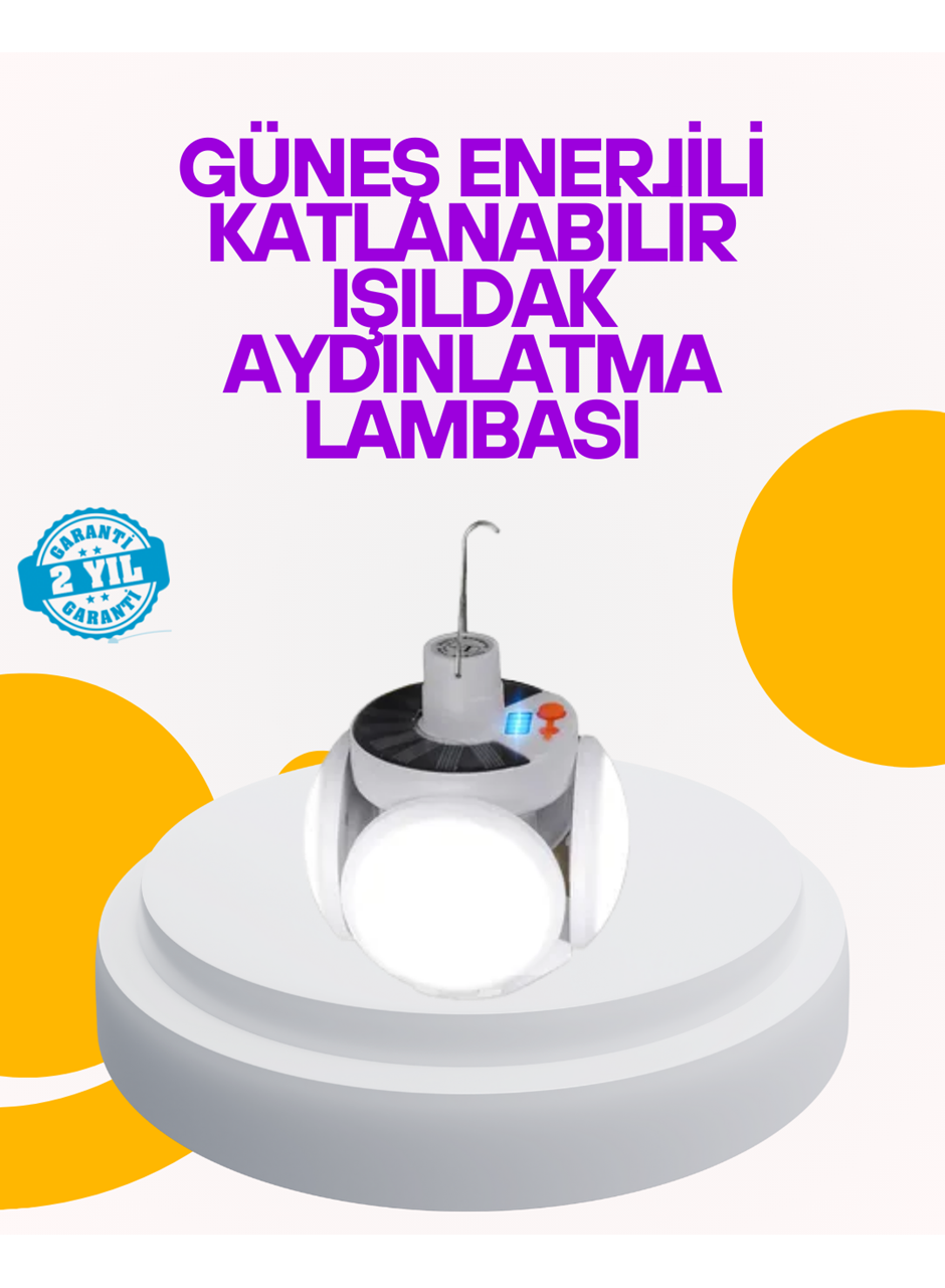 Solar Enerjili Katlanabilir Led Kamp ve Bahçe Lambası