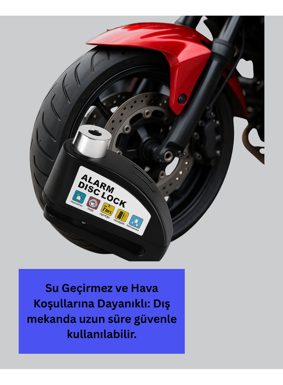 Su Geçirmez Alarm Disk Kilidi Motosiklet Scooter Bisiklet Güvenlik