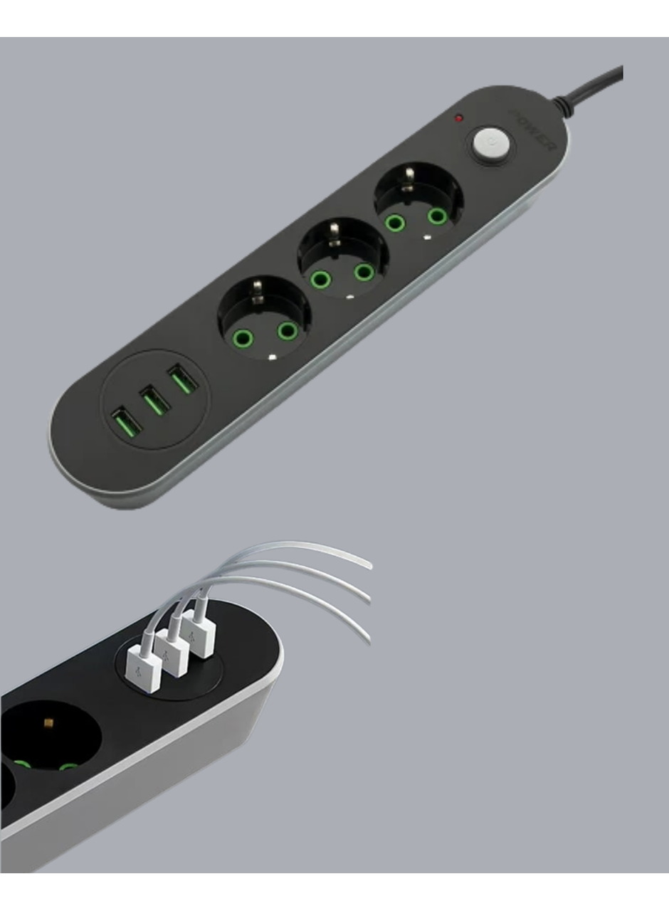 3 USB Portlu Üçlü Priz CXE103