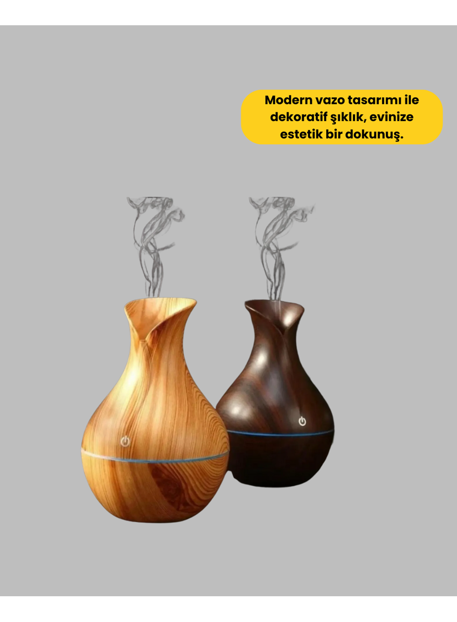 Ultrasonik Ahşap Desenli 130ml Aromaterapi Difüzör ve Hava Nemlendirici
