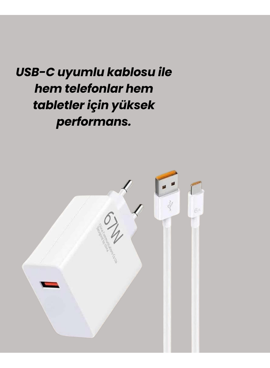 67W Güçlü Şarj Adaptörü ve Turbo Kablo Uzun Ömürlü Dayanıklı Tasarım