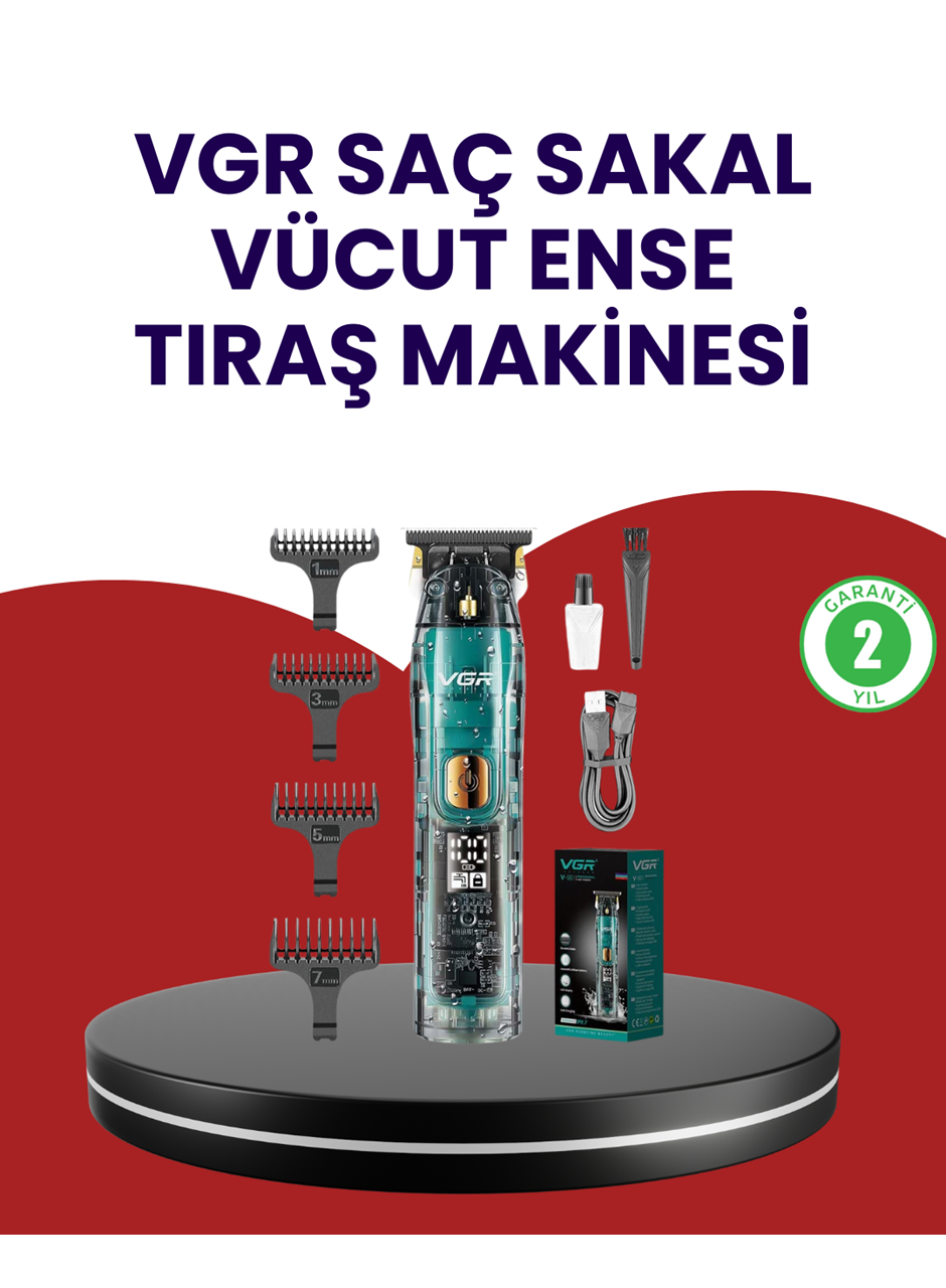 VGR V-695 Şarjlı Profesyonel Erkek Saç Sakal Tıraş Makinesi IPX7 Su Geçirmez