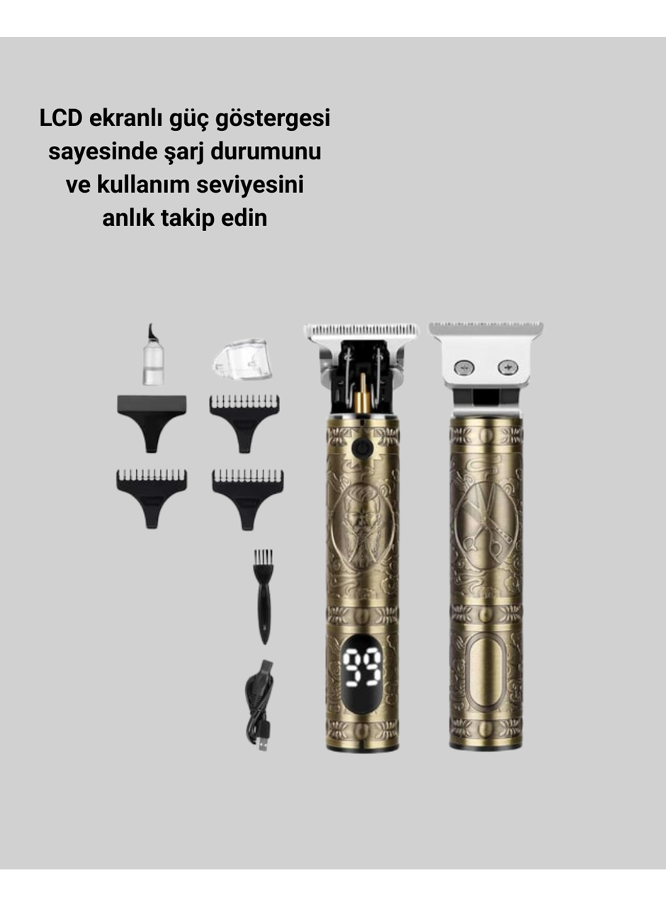LCD Ekranlı Şarjlı Tıraş Makinesi Erkek Saç Sakal Kesme