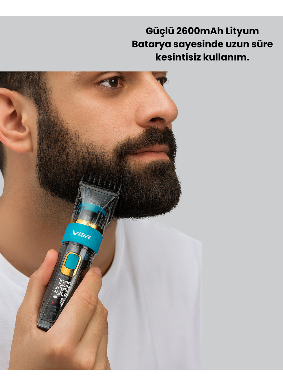 VGR V-695 Şarjlı Profesyonel Erkek Saç Sakal Tıraş Makinesi IPX7 Su Geçirmez