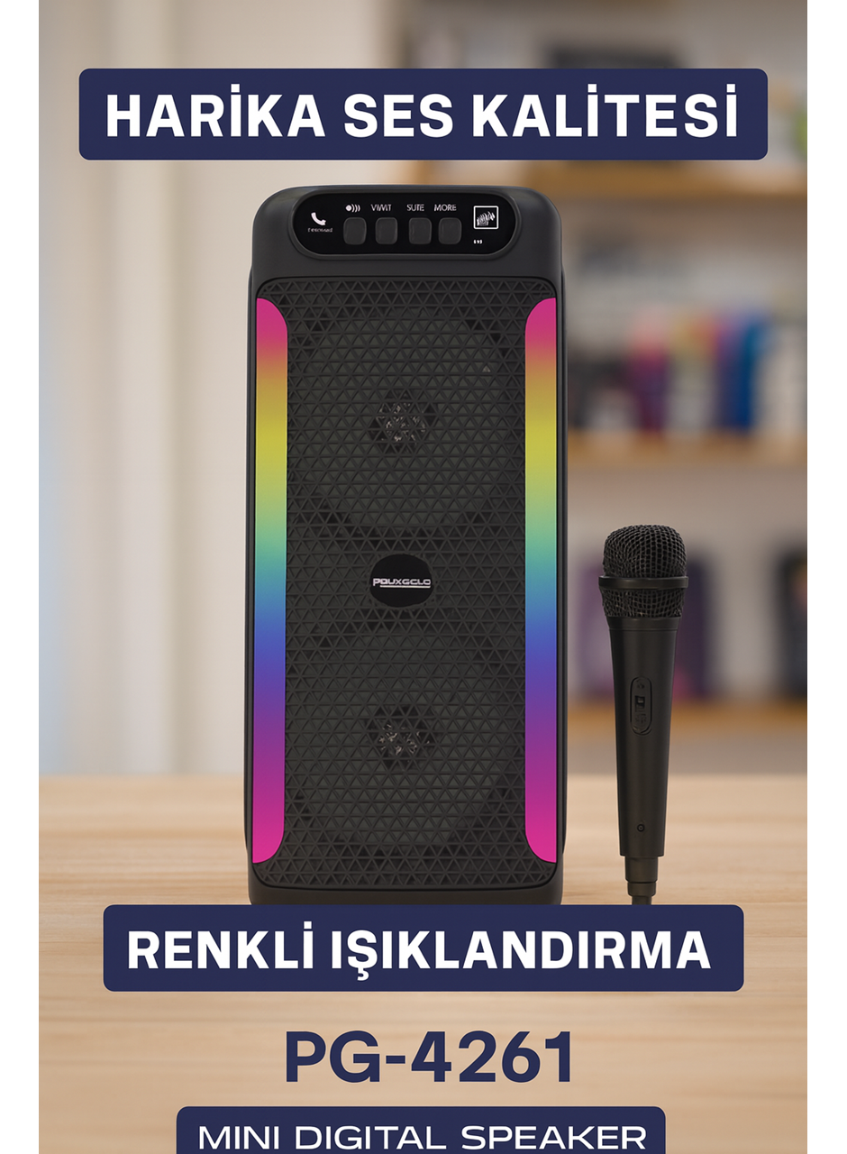 Yüksek Ses Güçlü Kablosuz Hoparlör  Karaoke Mikrofonlu