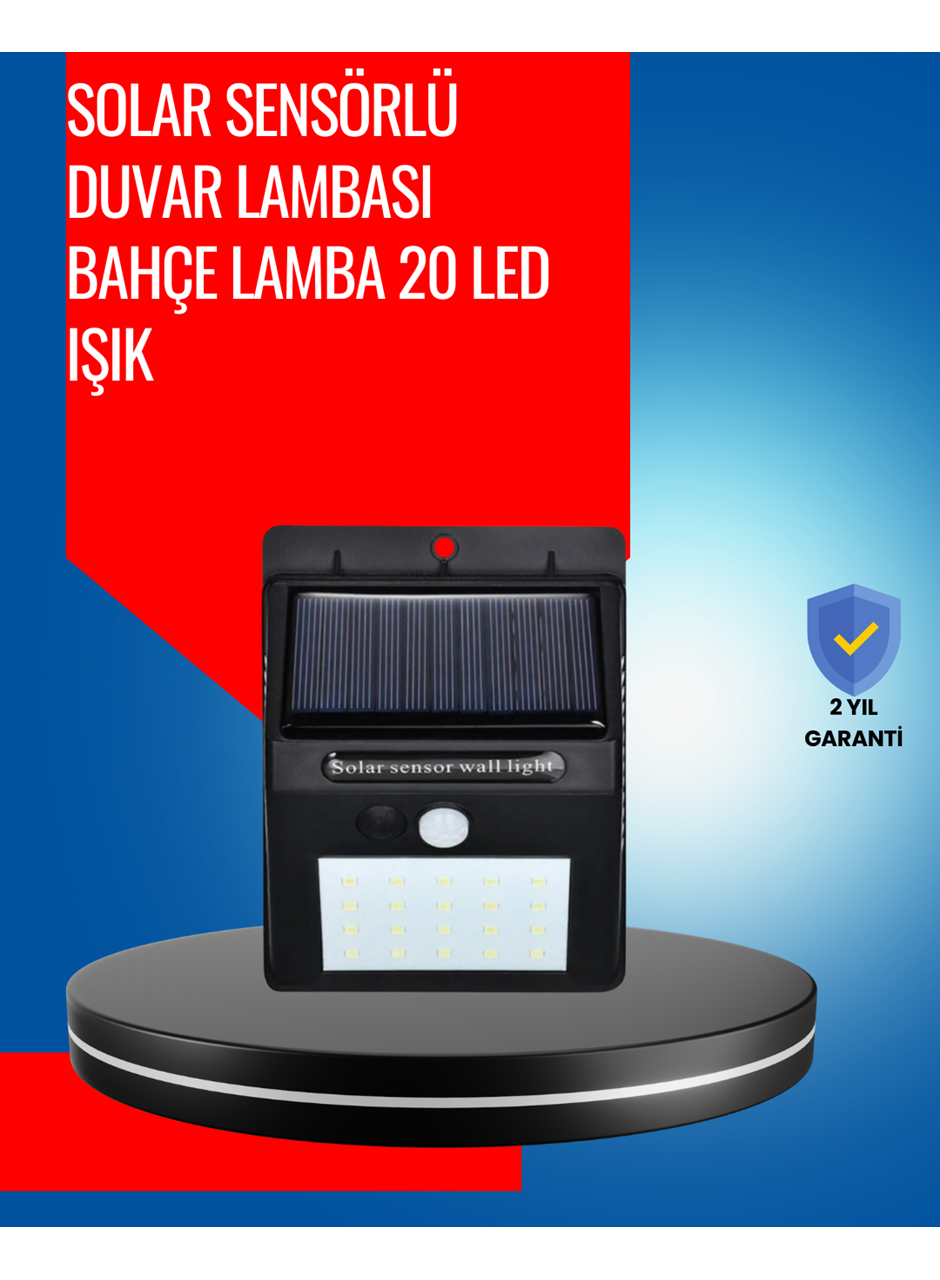 Solar Enerjiyle Çalışan IP65 Su Geçirmez 20 LED Duvar Lambası