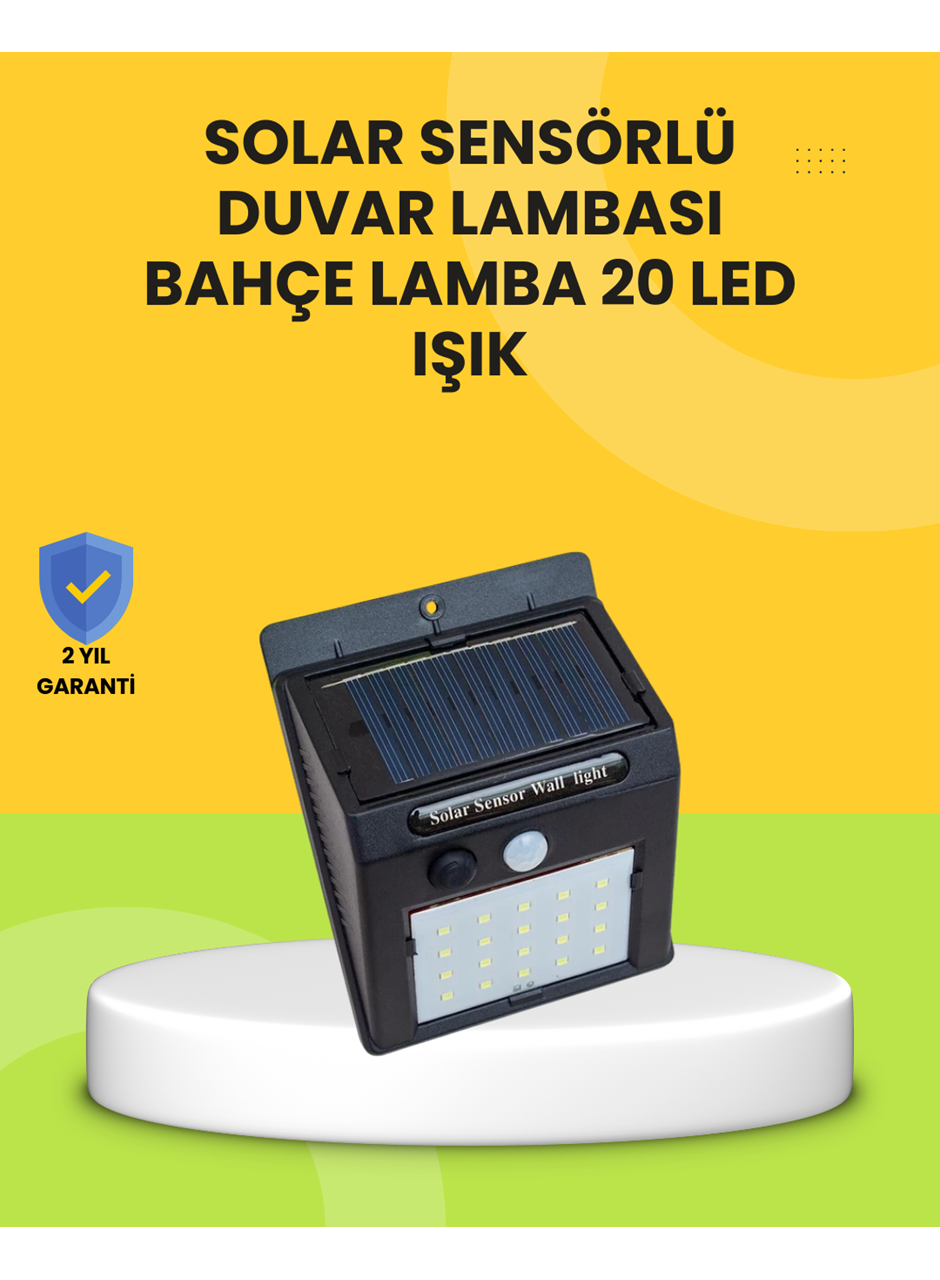 Güneş Paneli ile Şarj Olan 20 LED Dış Mekan Hareket Sensörlü Lamba