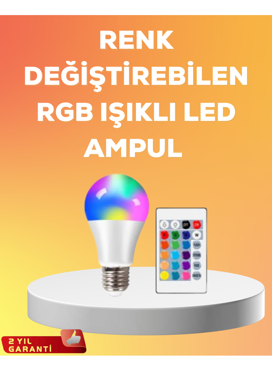 RGB Uzaktan Kumandalı LED Ampul 16 Renk A Kalite 2025 Model Orijinal