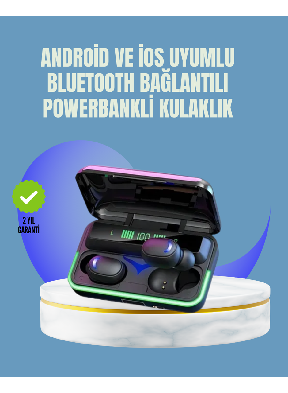 Uzun Pil Ömürlü E10 Powerbank Bluetooth Kulaklık LED Gösterge