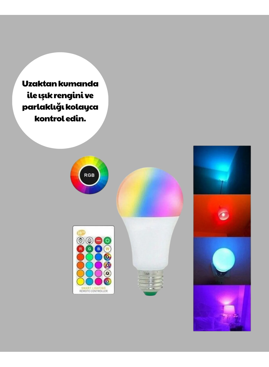 Renk Değiştiren RGB LED Ampul 16 Renk Uzaktan Kumandalı 2025 Model