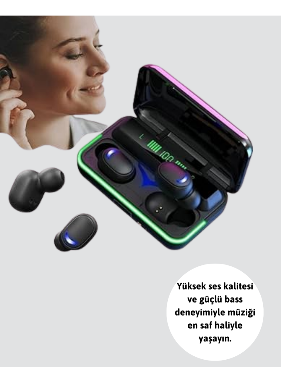 E10 Powerbank Şarjlı Bluetooth 5.1 Kulaklık Spor ve Oyun İçin