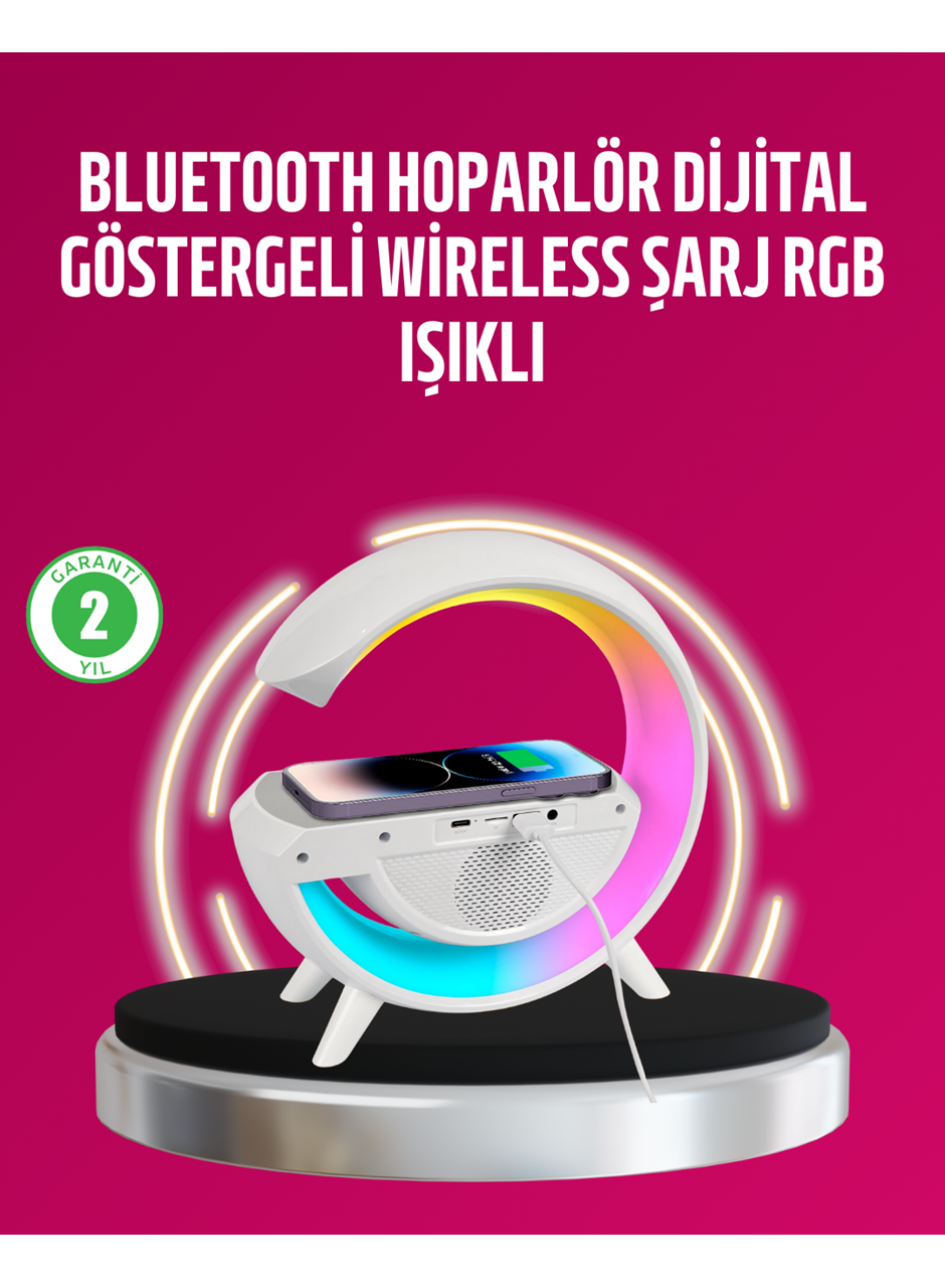 Kablosuz Şarjlı LED Masa Lambası Çalar Saat ve Beyaz Gürültü Özellikli