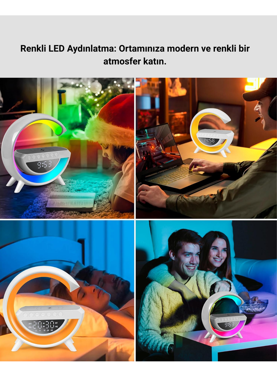 15W Hızlı Şarj Destekli LED Atmosfer Işığı ve Alarm Fonksiyonlu Lamba