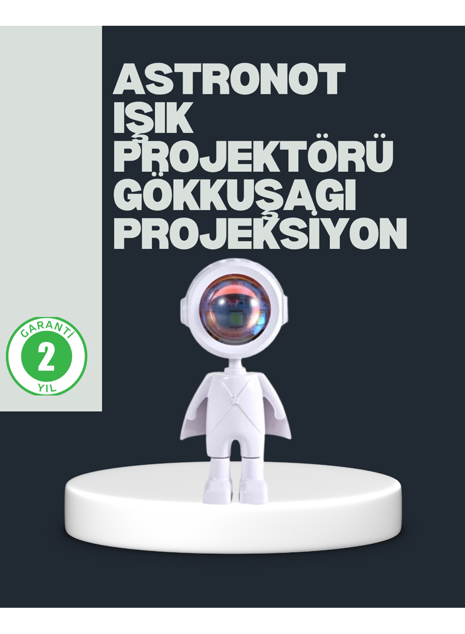 Astronot Tasarımlı Gün Batımı Efektli Şarjlı LED Lamba