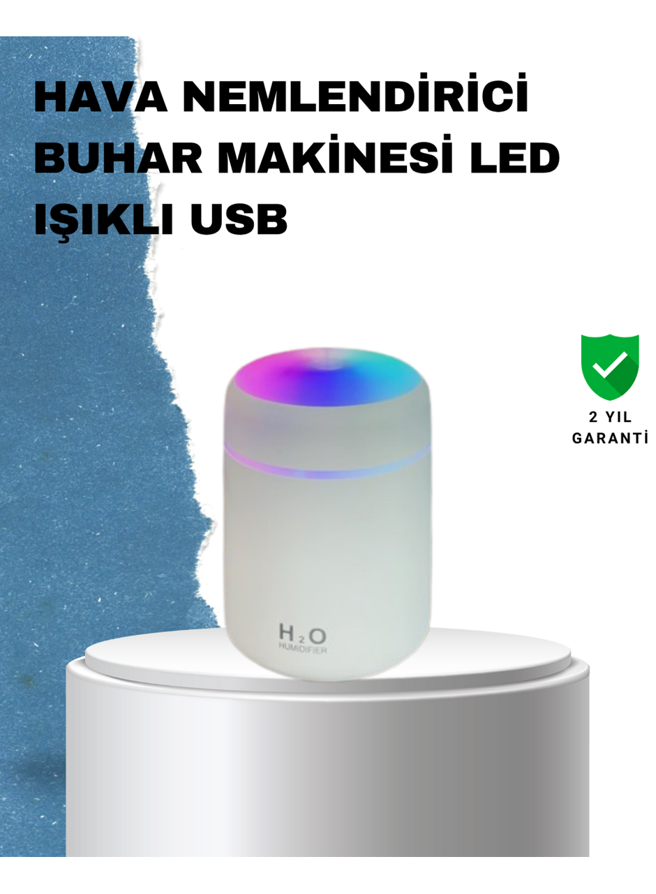 ABS Gövdeli 300ml USB Nemlendirici – Beyaz, Gri, Pembe Renk