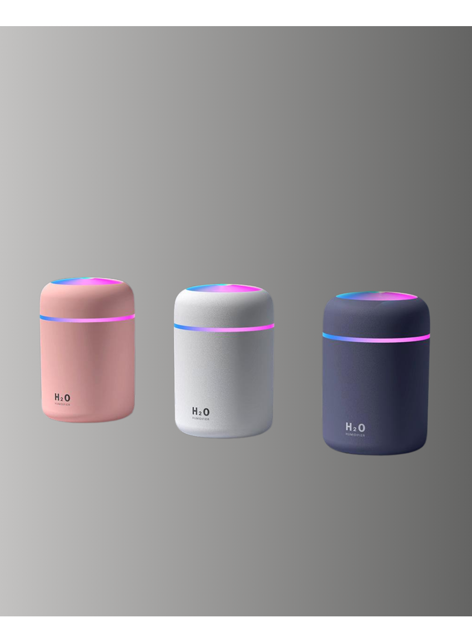 ABS Gövdeli 300ml USB Nemlendirici – Beyaz, Gri, Pembe Renk