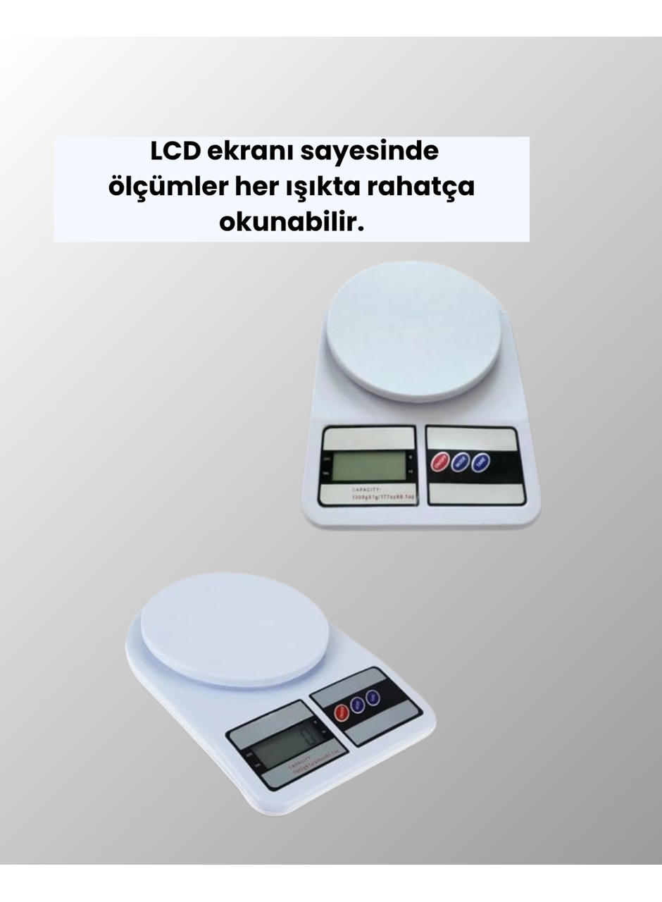 Beyaz Plastik Dijital Mutfak Tartısı – 24x16.8x1.5cm