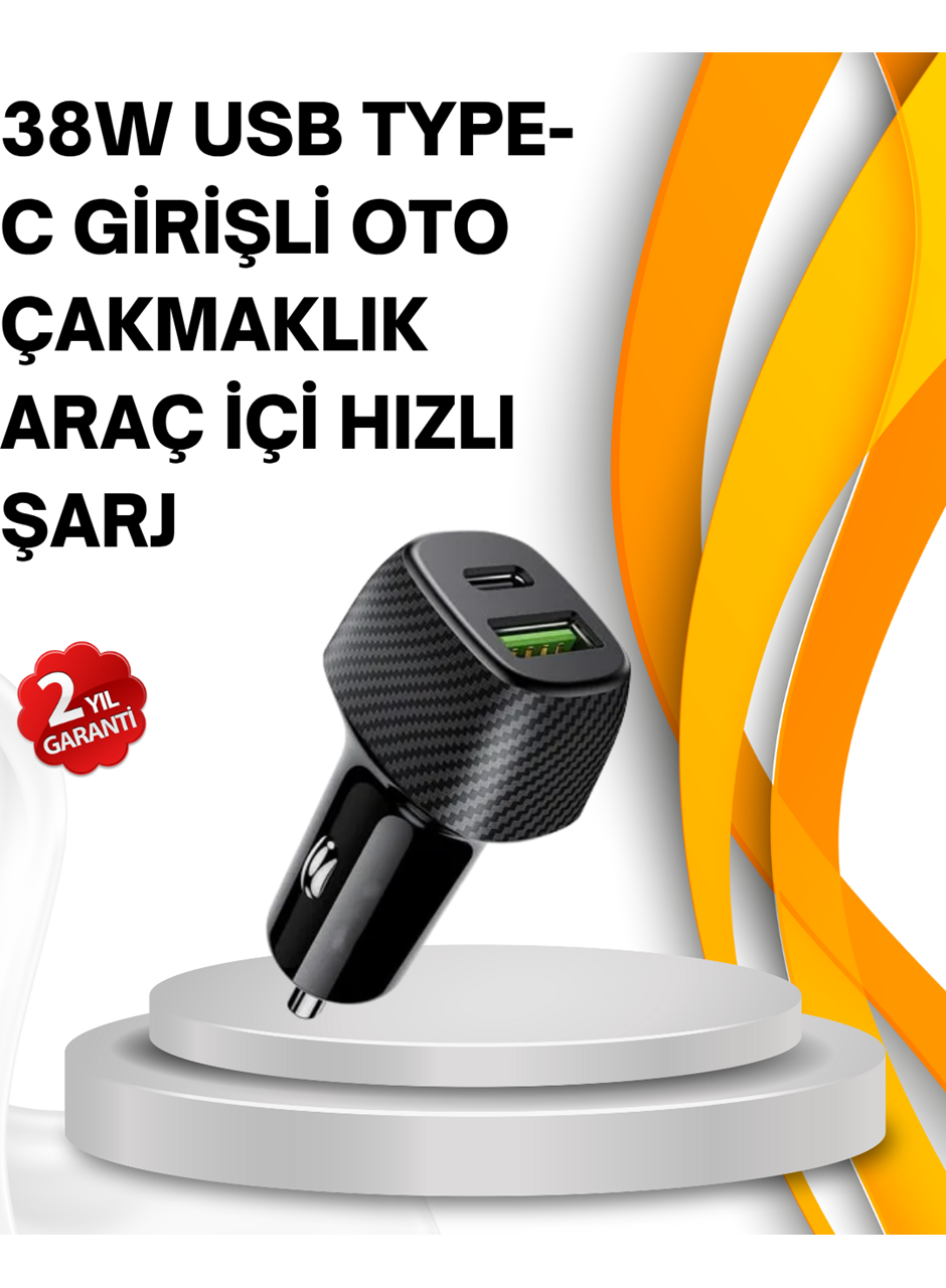 Kompakt Tasarımlı Type-C + USB Girişli Araç Şarj Başlığı
