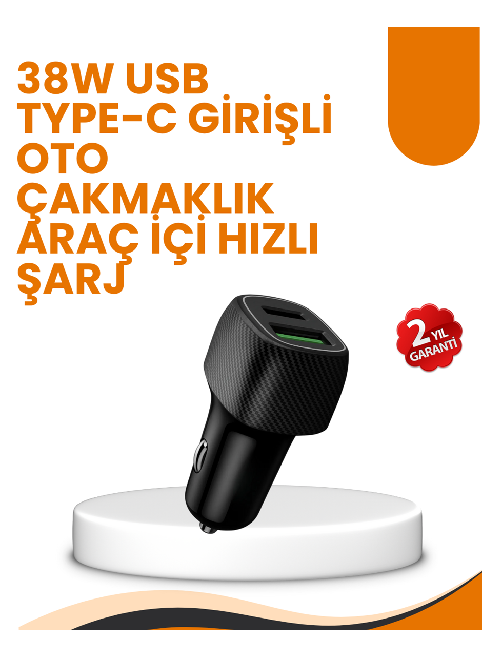 Araç Çakmak Girişli 38W Hızlı Şarj Aleti – İki Cihaz Destekli