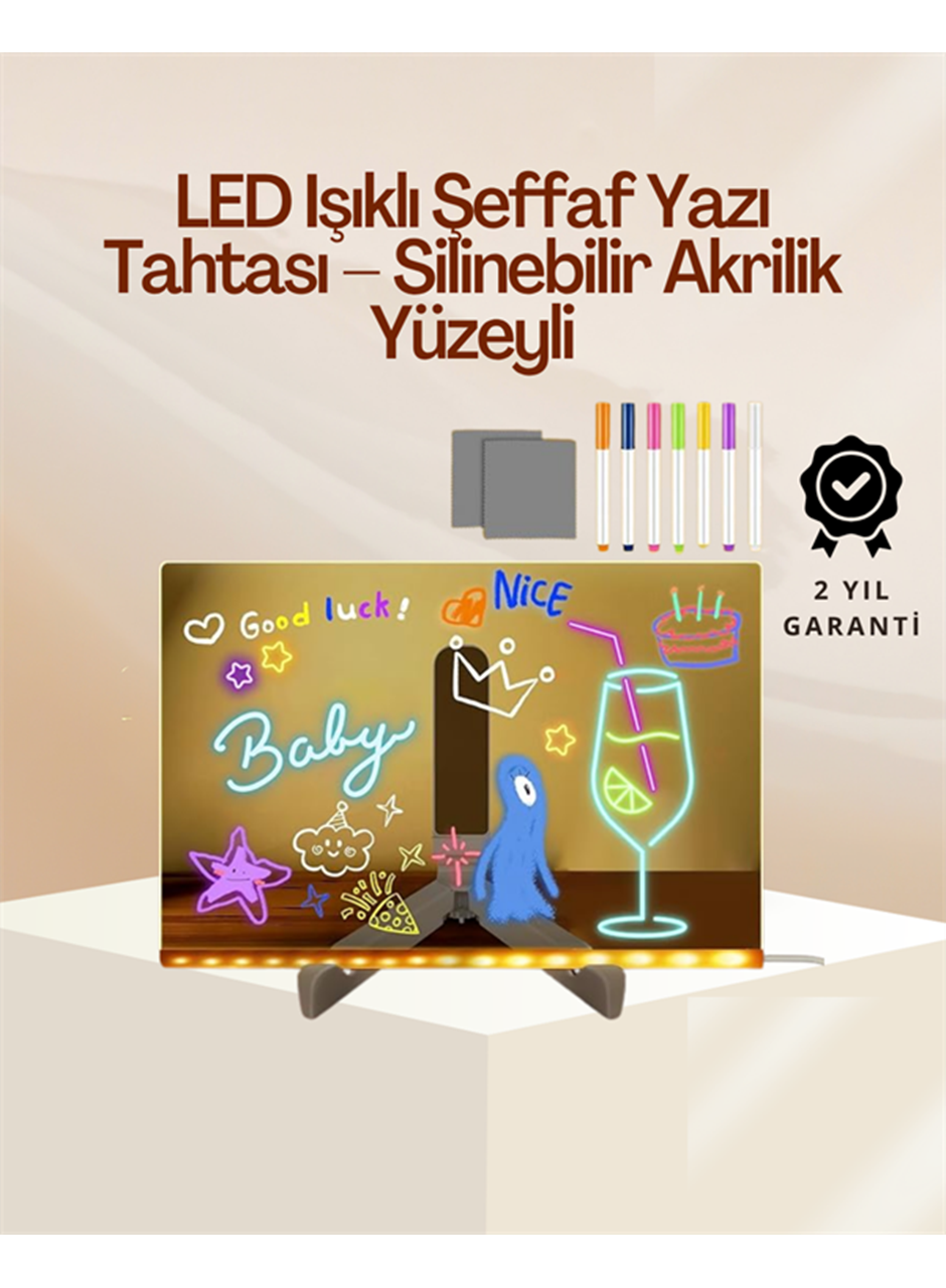 Çocuklar İçin Renkli LED Mesaj Tahtası – Neon Kalemli, Eğlenceli ve Yaratıcı Yazı Panosu