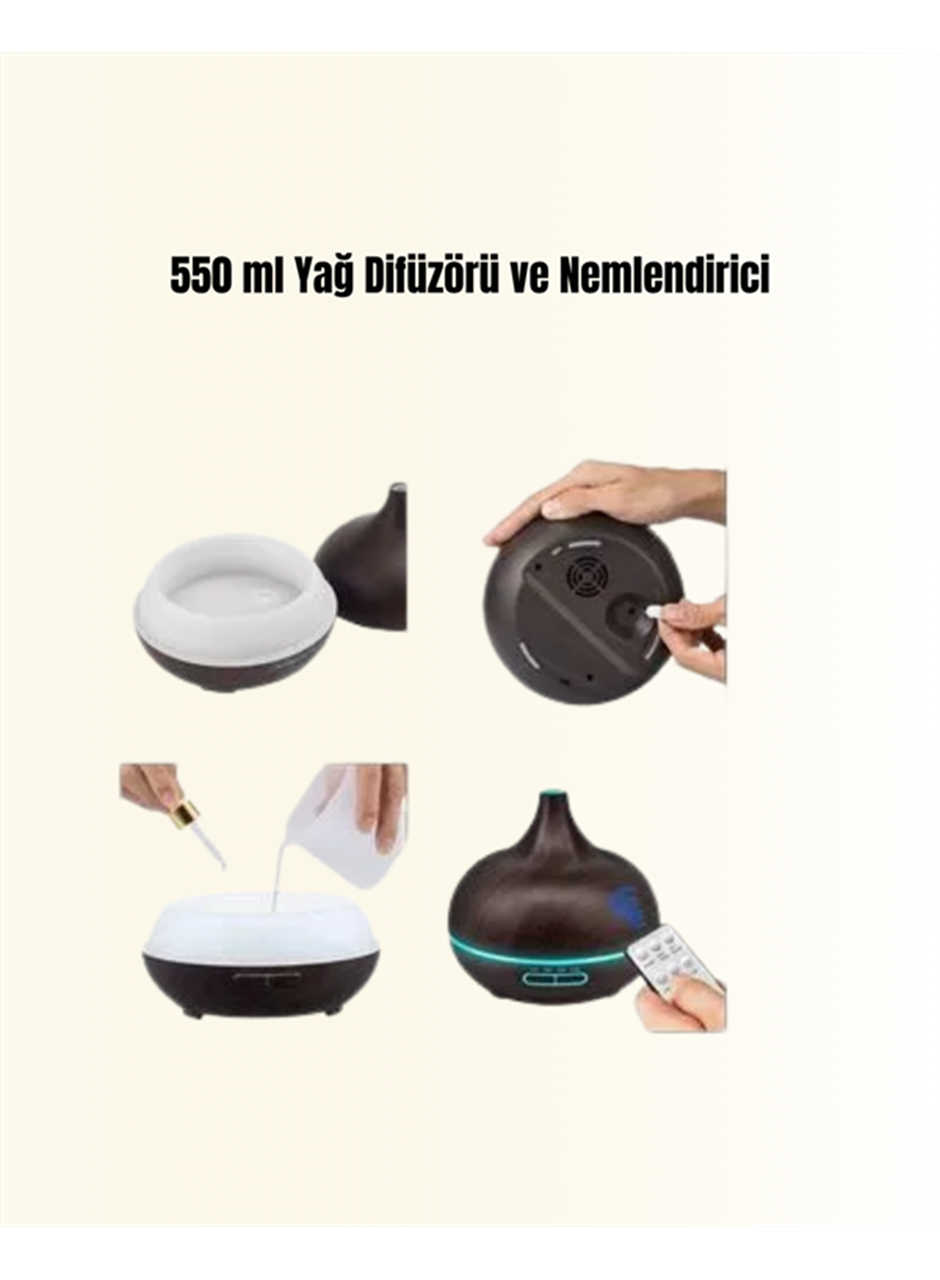 550 ml Ultrasonik Yağ Difüzörü ve Soğuk Buhar Nemlendirici