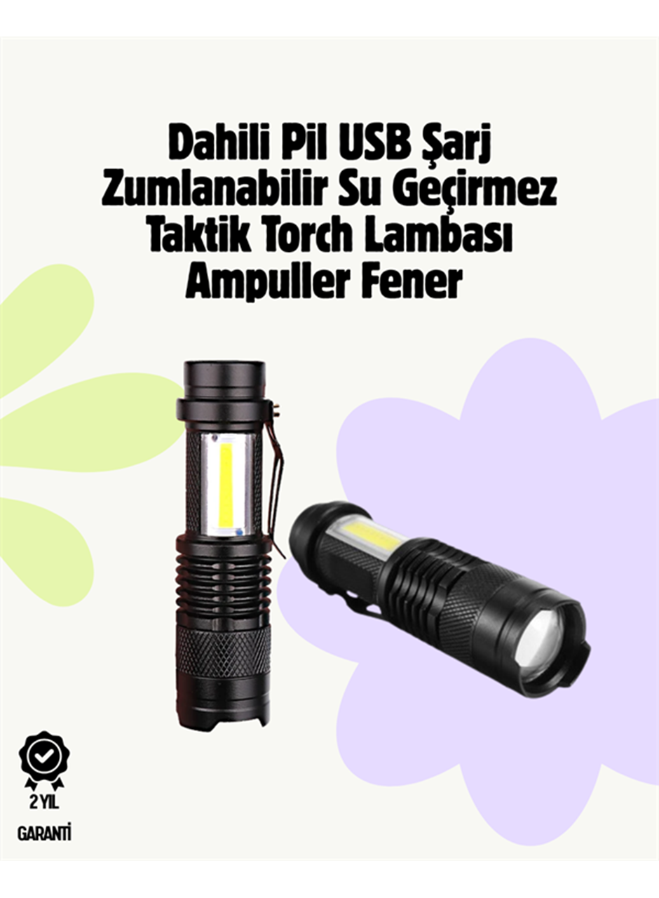 2000 Lümen LED El Feneri - Suya Dayanıklı, Odaklı, Klipsli