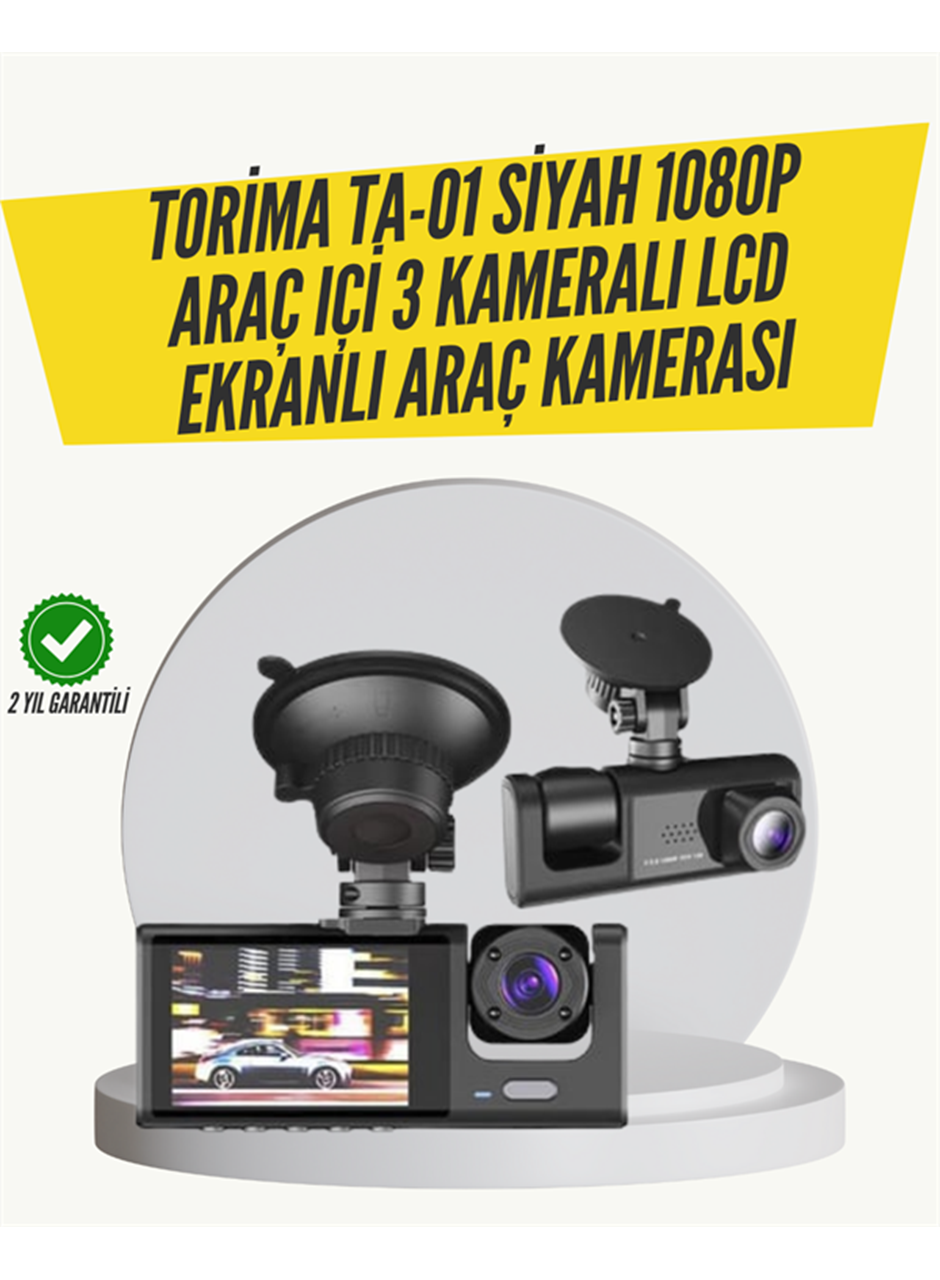 TA-01 3 Kameralı 1080P Araç Kamerası Siyah