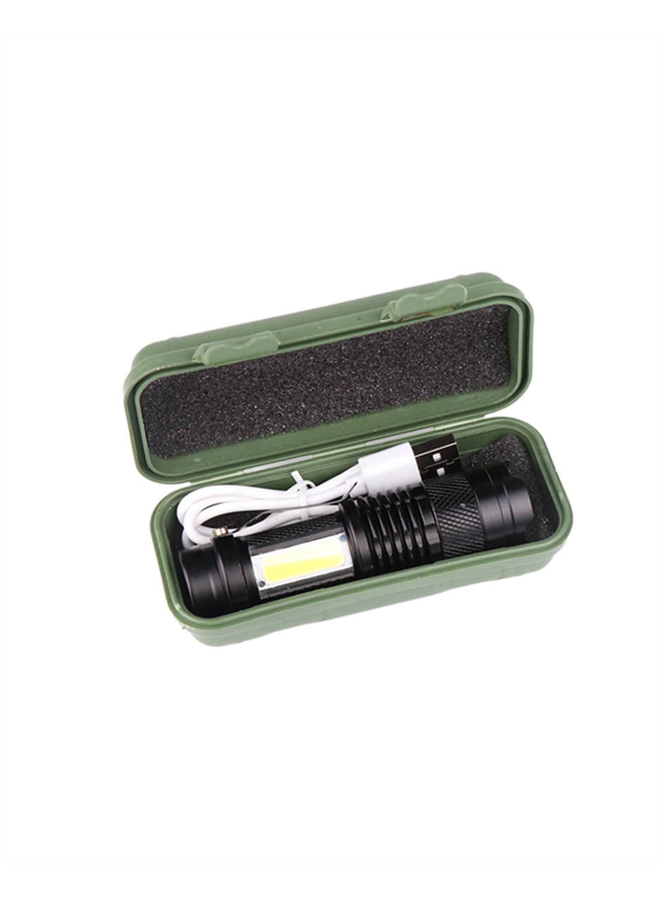 Şarjlı LED El Feneri - 14500 Pil Dahil, 4 Işık Modu, Mini Boy