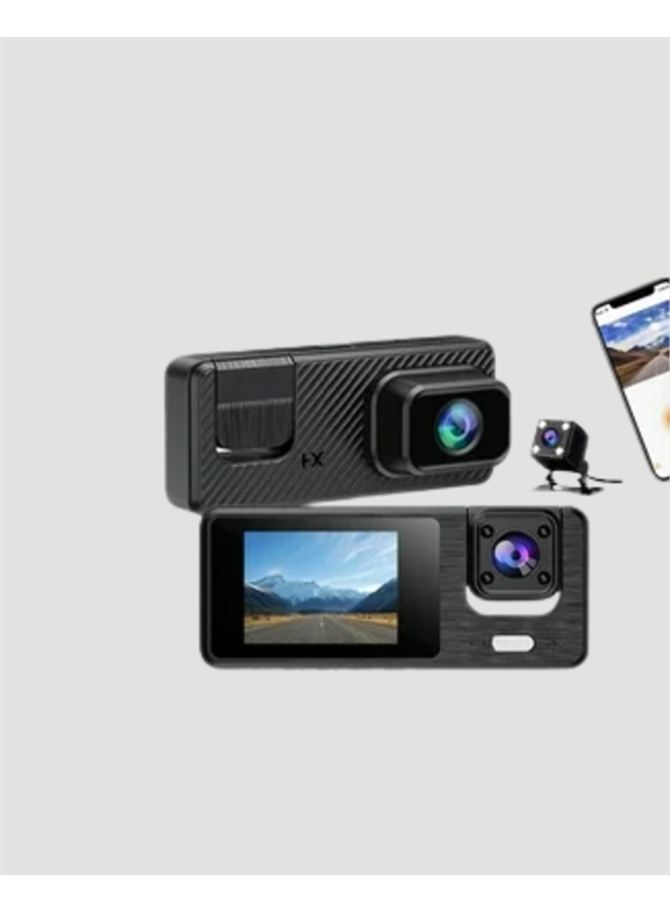 1080P 3 Kameralı Araç DVR – Döngü Kayıt ve Geri Görüş Özellikli