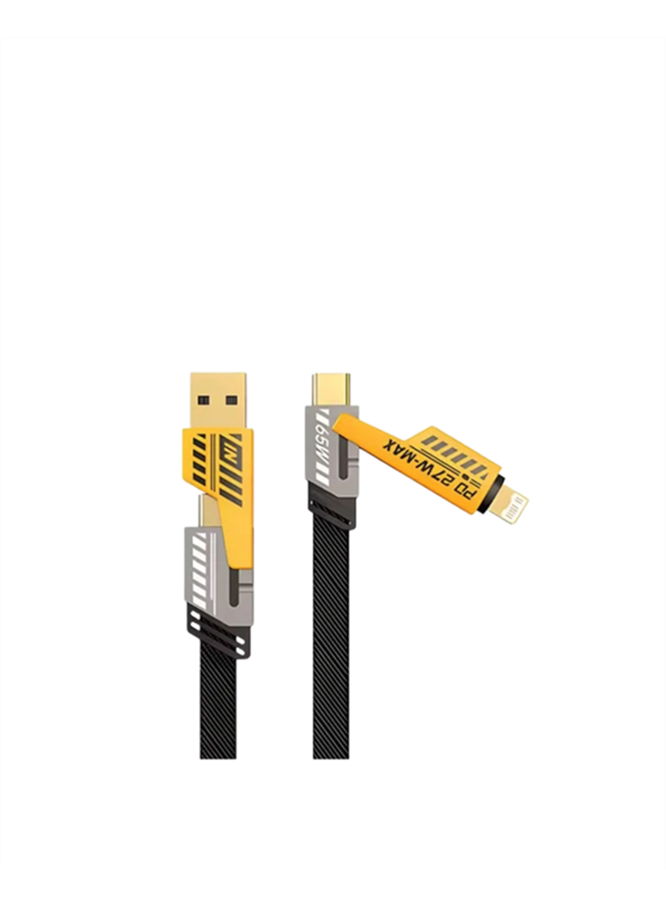 Dönüştürülebilir 4 Başlıklı Hızlı Şarj Kablosu – 1.2m, 65W, Dayanıklı ve Esnek Tasarım