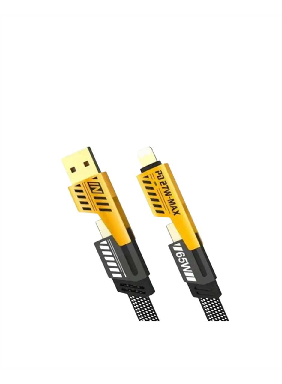 4'ü 1 Arada USB Hızlı Şarj ve Veri Kablosu – 65W Güç, Çoklu Bağlantı, 1.2m