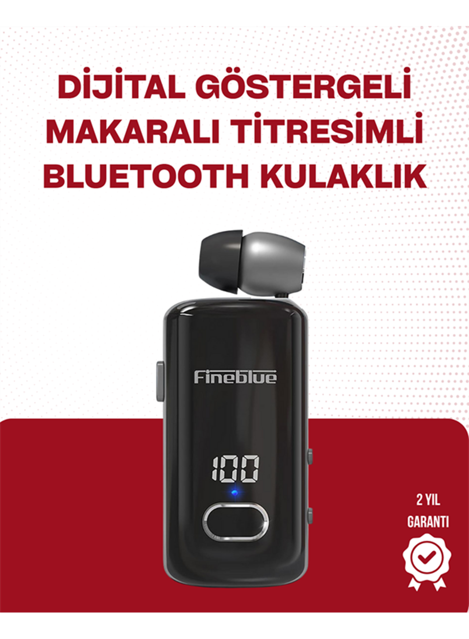 Fineblue F580 Bluetooth Kulaklık – Klipsli, Dijital Göstergeli, Su Geçirmez, 12 Saat Pil Ömürlü