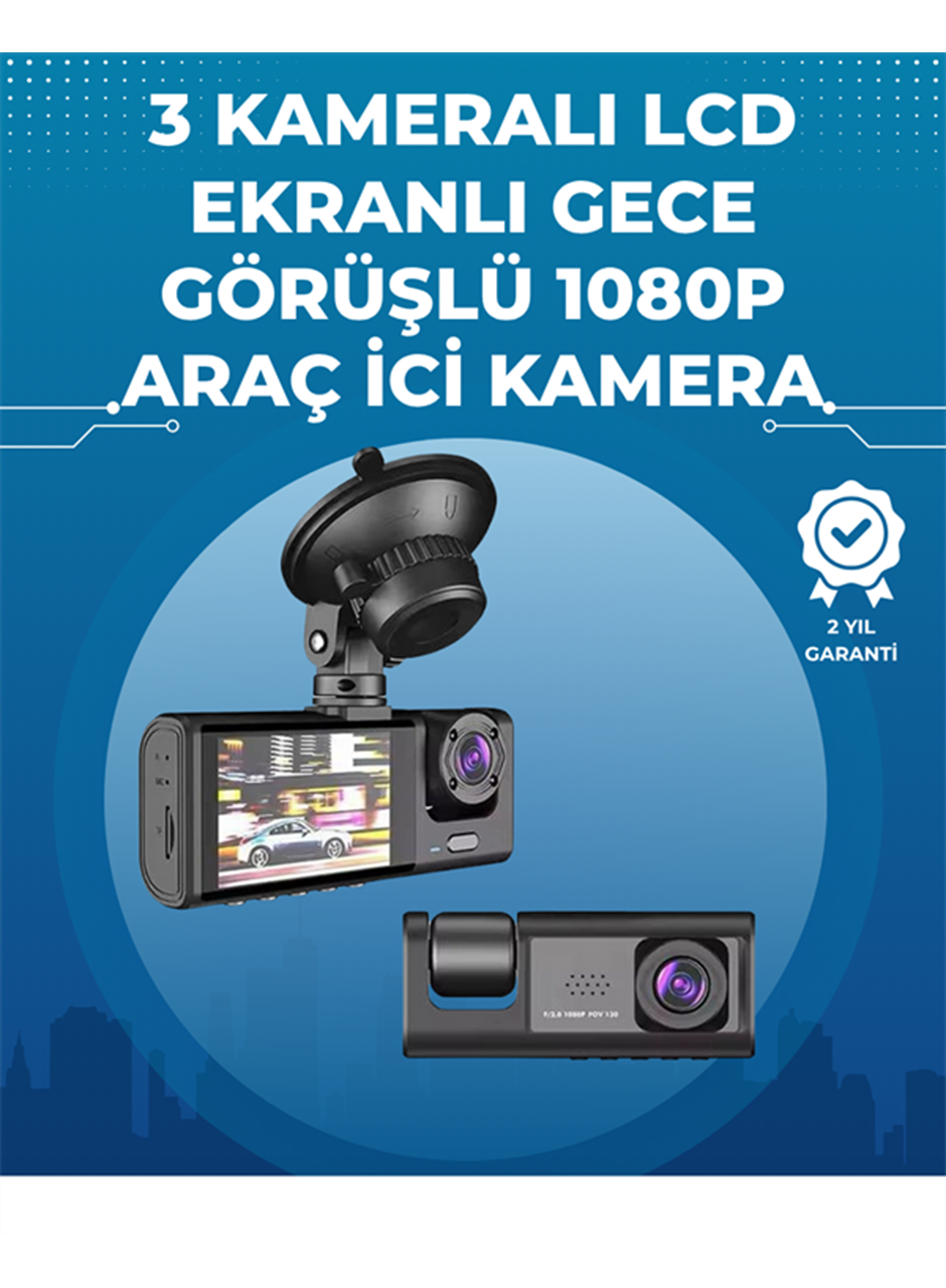 Gece Görüşlü 3'lü Araç Kamerası – Geri Görüş Destekli, 170° Geniş Açı