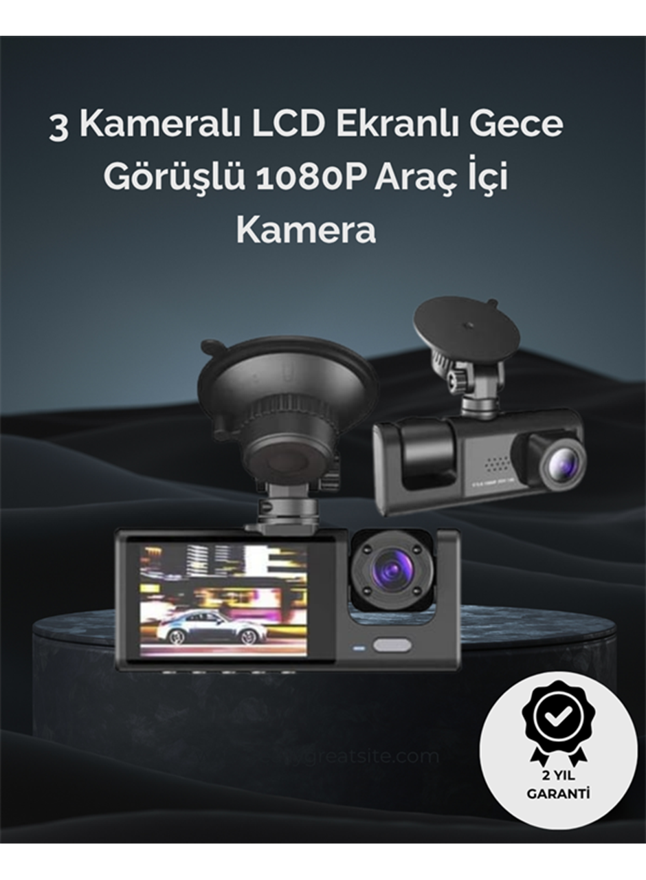 1. 3 Kameralı Full HD Araç Kamerası – Ön, İç ve Arka Görüş ile %100 Kapsama