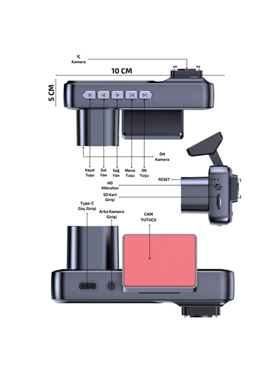 Geri Görüş Destekli Full HD Araç Kamerası – Gelişmiş 3 Kameralı Kayıt Çözümü