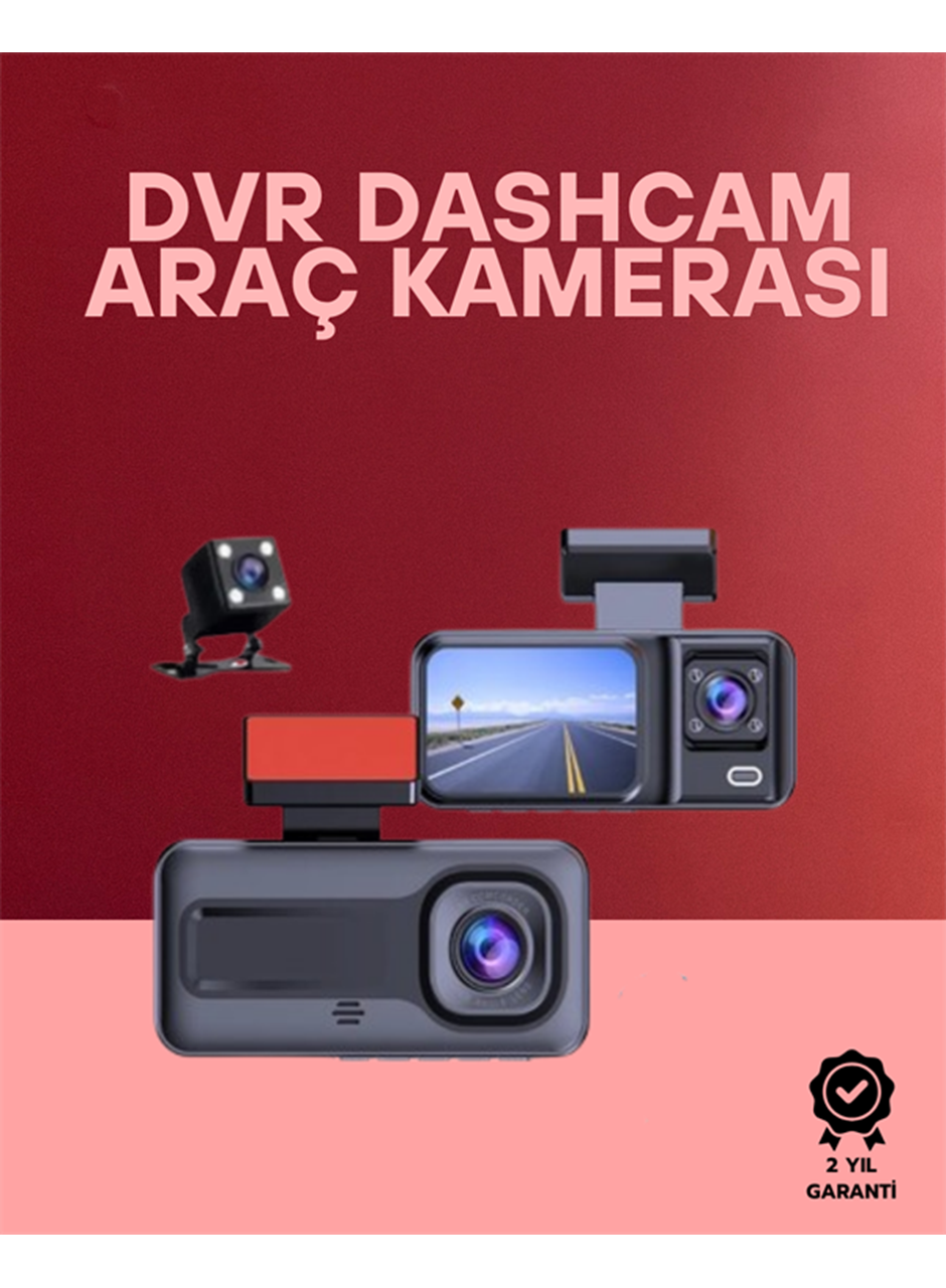 G-Sensör, Hareket Algılama ve Döngüsel Kayıt Özellikli 3'lü Kamera Güvenlik Sistemi