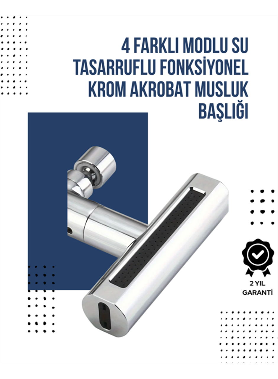 4 Modlu Musluk Başlığı | Şelale, Yağmur, Sprey, Köpük Akışı | Yüksek Basınç Performansı | Modern Tasarım