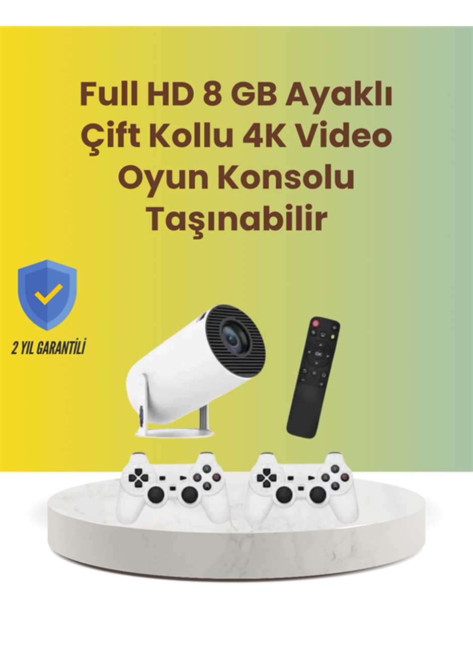 TÇift Kollu Tasarımlı Kablosuz Projeksiyon – 4K, 10.000 Oyun ve Smart App Desteği