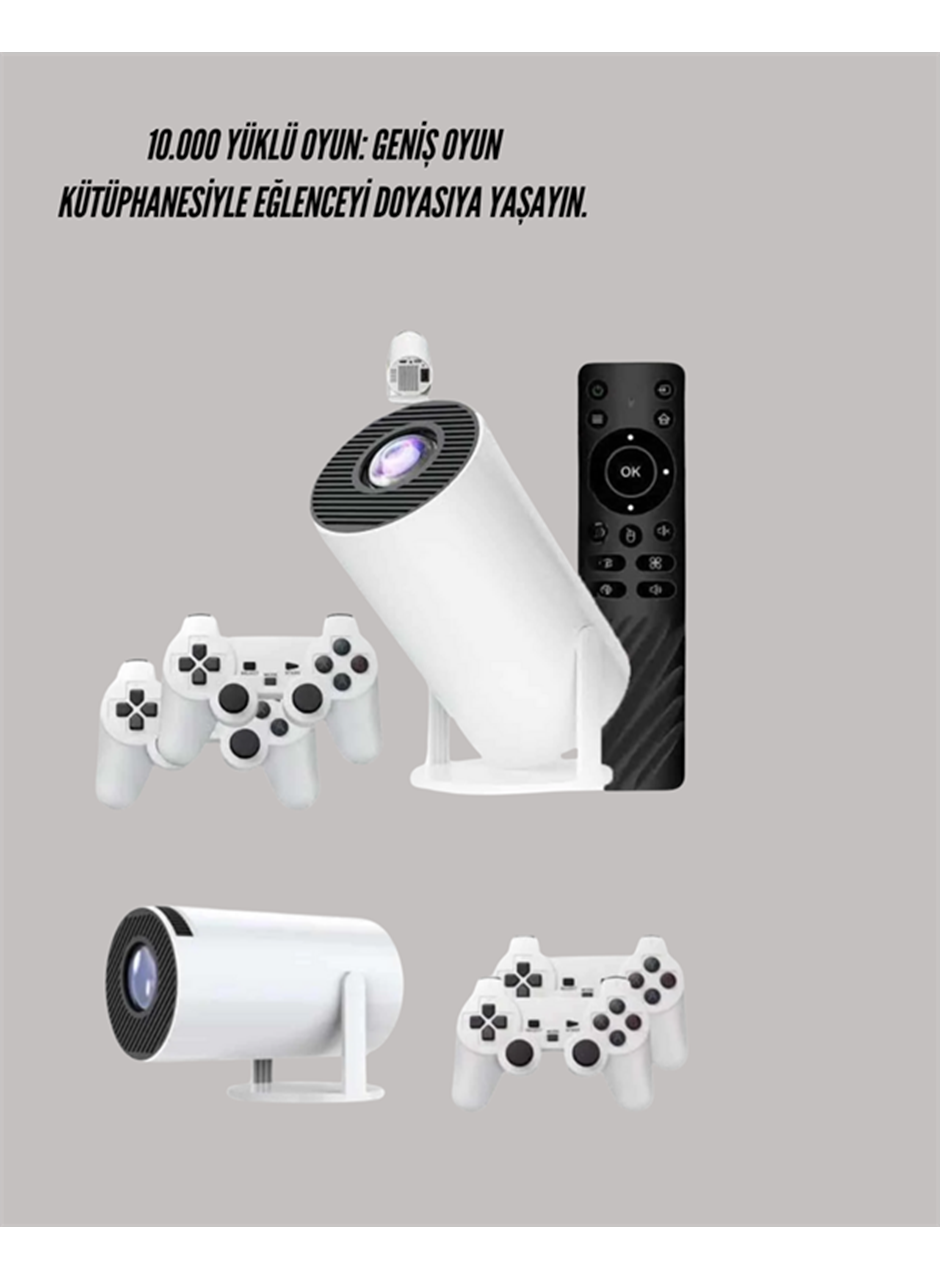 10.000 Oyun Destekli, Çift Kollu 4K Projeksiyon – HDMI, USB, AUX, Ethernet Yok