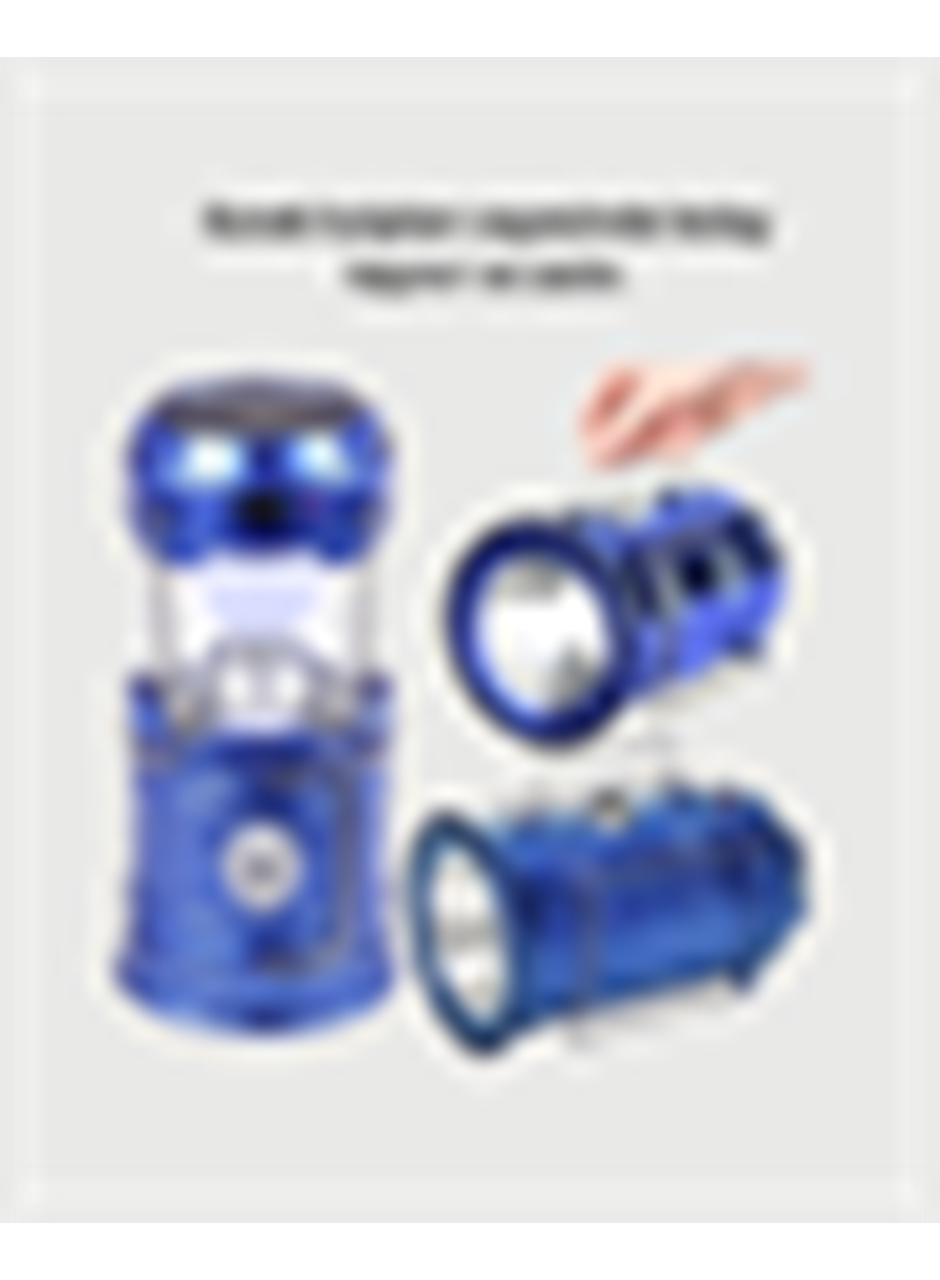 Güneş Enerjili Kızaklı Şarjlı Büyük Boy Kamp Feneri – USB Çıkışlı, Katlanabilir, Çok Fonksiyonlu