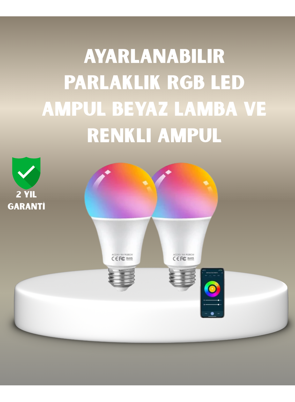 Akıllı 9W RGBW LED Ampul, tasaruflu romantik ışıklı