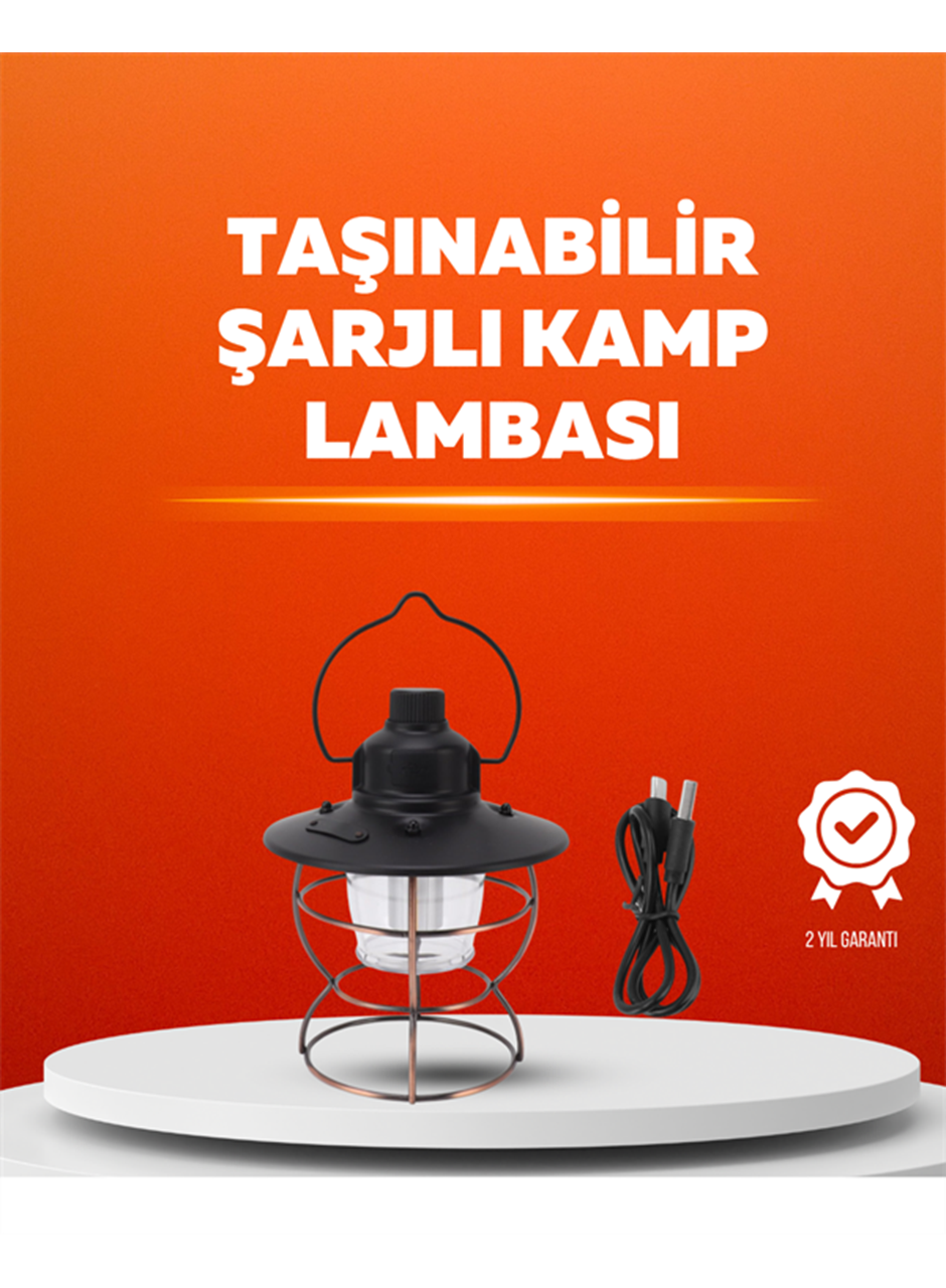 4 Fonksiyonlu Dekoratif Kamp Lambası – Tungsten Ampul, USB Çıkışlı
