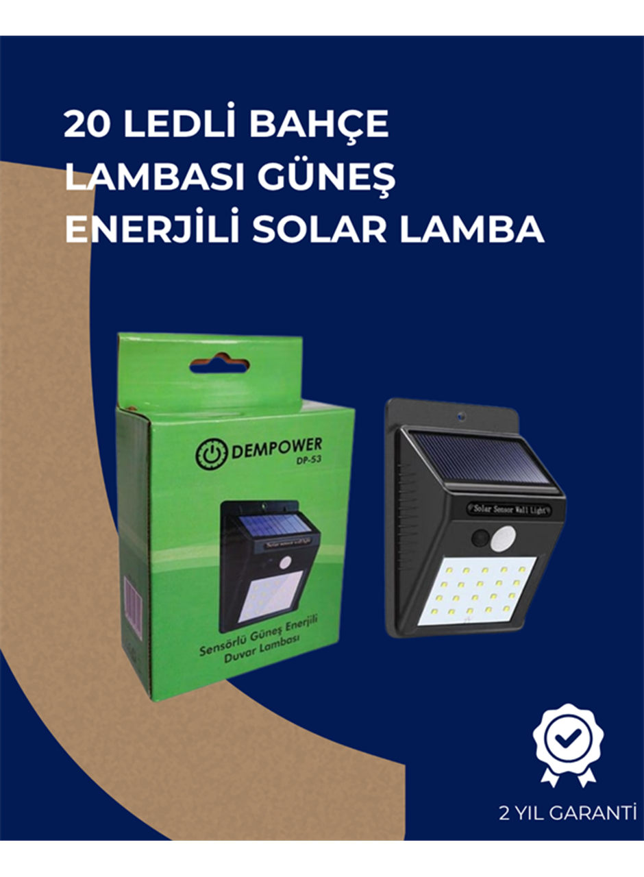 Solar Enerjili 20 LED Duvar Lambası | Hareket Sensörlü, Su Geçirmez, Kablo Gerektirmez