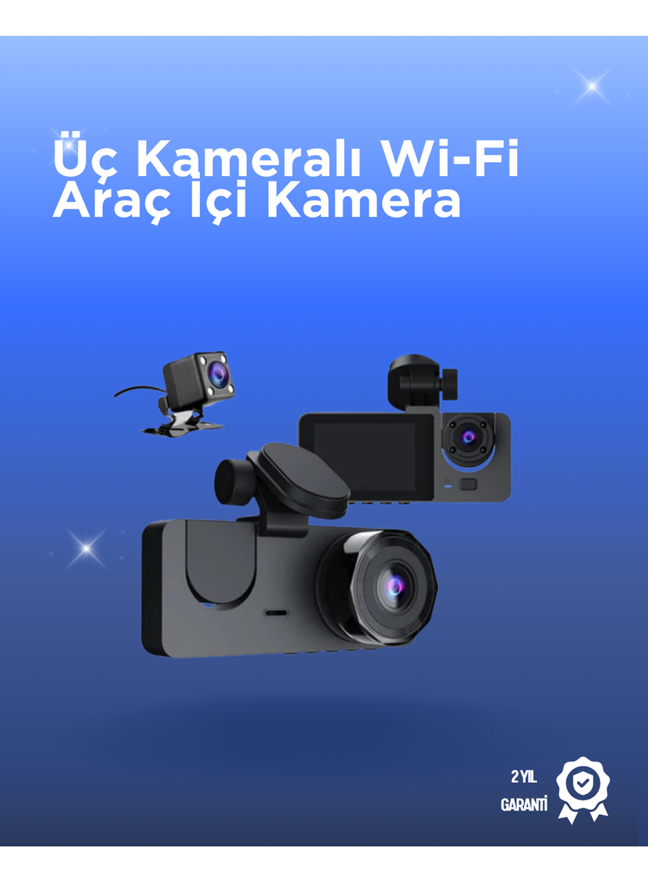 Gelişmiş G-Sensörlü Üçlü Araç Kamerası – 5” LCD Ekran ve Hareket Algılama