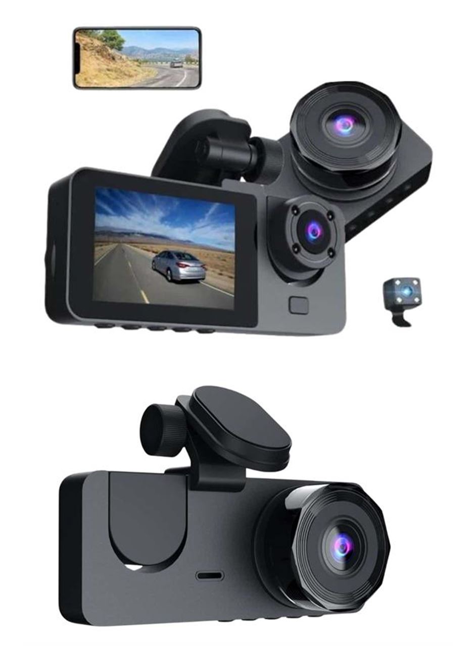 3 Kameralı 2 İnç 1080P Araç İçi Kamera Sürüş Kamerası CarPlay