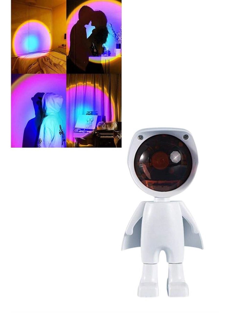 Astronot Işık Projektörü Gökkuşağı Projeksiyon Gece Lambası Hediyelik